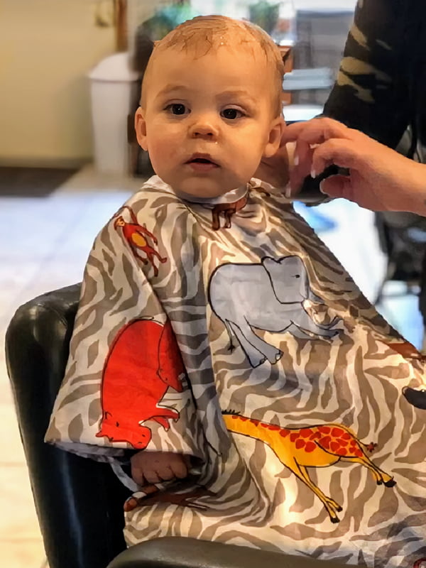 small baby a getting haircut
